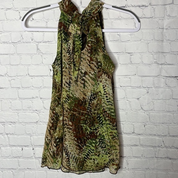 BCX Chiffon Camo Camouflage Sleeveless Summer Halter Top w Front Ruffles Size S - Picture 5 of 12